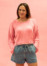 Load image into Gallery viewer, Boatneck Distressed Sweater | Pink