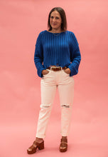 Load image into Gallery viewer, Boatneck Distressed Sweater | Blue