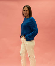 Load image into Gallery viewer, Boatneck Distressed Sweater | Blue