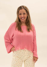 Load image into Gallery viewer, Boatneck Distressed Sweater | Pink