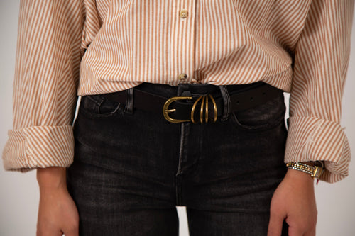 Multi D-Ring Genuine Leather Belt