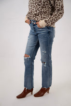 Load image into Gallery viewer, High Rise Straight Leg Distressed Jeans by MICA Denim