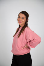 Load image into Gallery viewer, Back Pleated French Terry Crewneck | Rose
