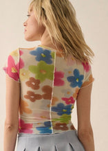 Load image into Gallery viewer, Floral Short Sleeve Mesh Top