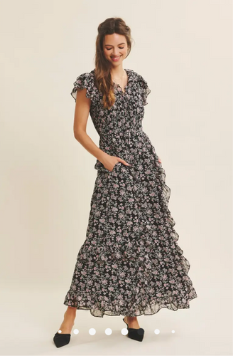 Floral Chiffon Maxi Dress