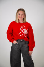Load image into Gallery viewer, Embroidered Bow Knit Sweater | Red