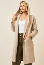 Load image into Gallery viewer, Hooded Brushed Knit Open Cardigan