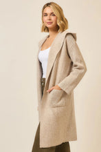 Load image into Gallery viewer, Hooded Brushed Knit Open Cardigan