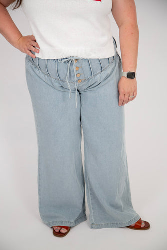 Curvy Front Button & Tie Pants