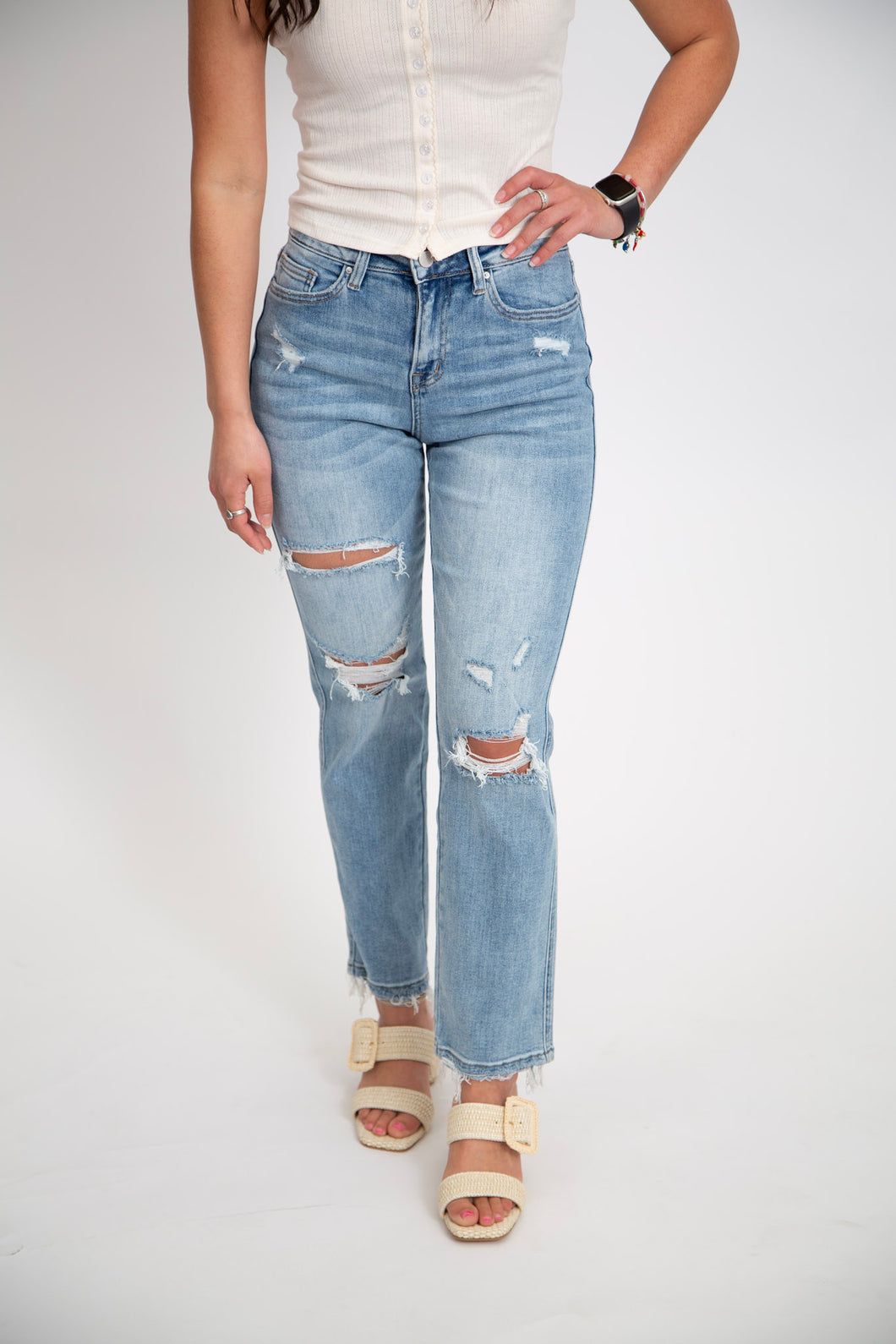 High Rise Straight Jeans by Mica Denim