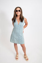 Load image into Gallery viewer, V-neck Open Back Denim Dress | Light Wash