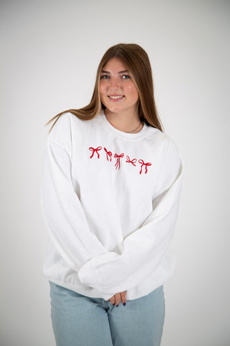 Embroidered Mini-Bows Oversized Sweatshirt