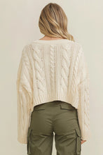 Load image into Gallery viewer, Cable Knit Cropped Sweater (Cream)