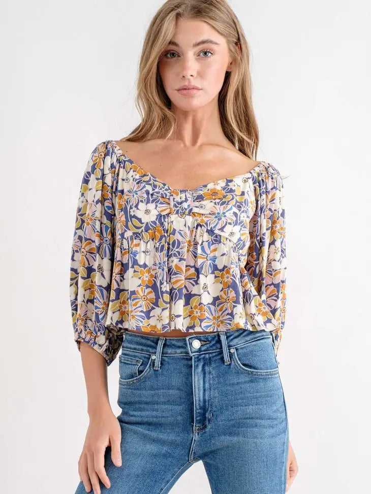 Cropped Floral Boho Top