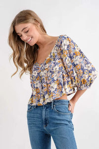 Cropped Floral Boho Top