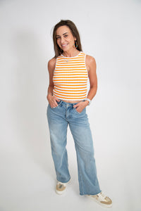 Striped Cropped Tank | Orange