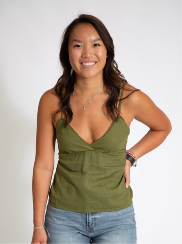 Linen Babydoll Tank (Olive)