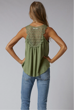 Load image into Gallery viewer, Back Lace Crinkle Knit Tank