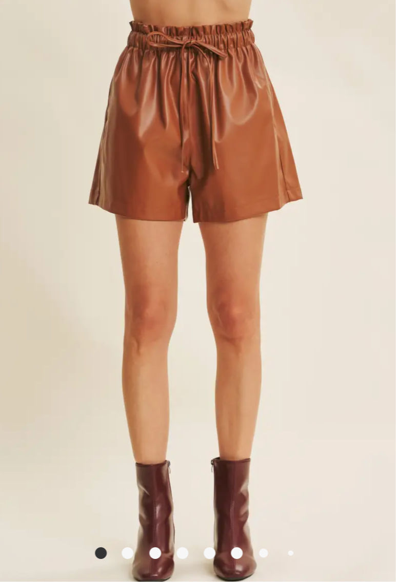Faux Leather Paperbag Shorts