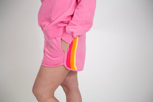 Color Contrast Trim Shorts | Pink