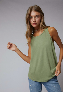 Back Lace Crinkle Knit Tank