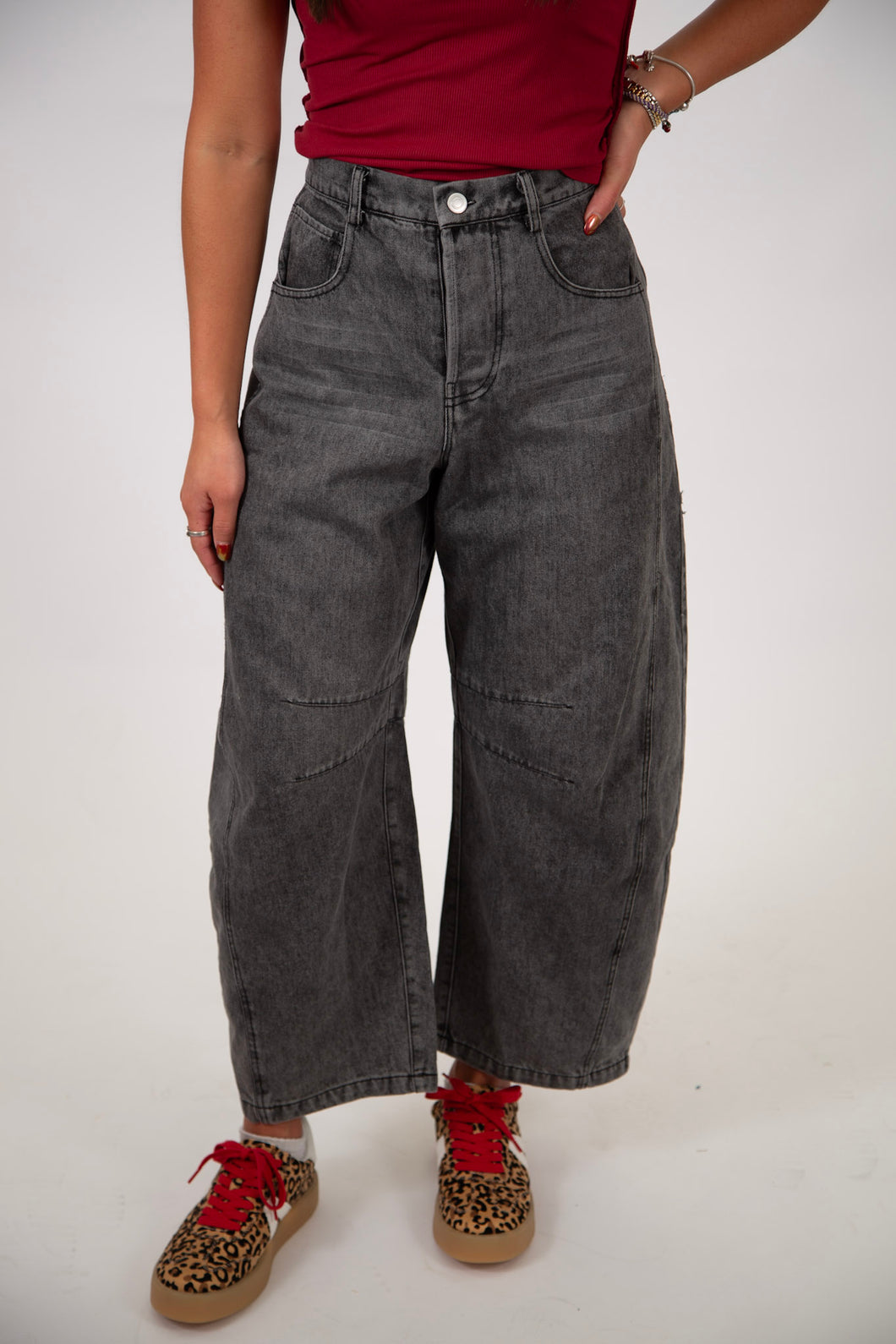 Etched Inseam Barrel Jeans