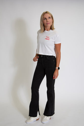 High Rise Happi Flare with Slit by Hidden Jean