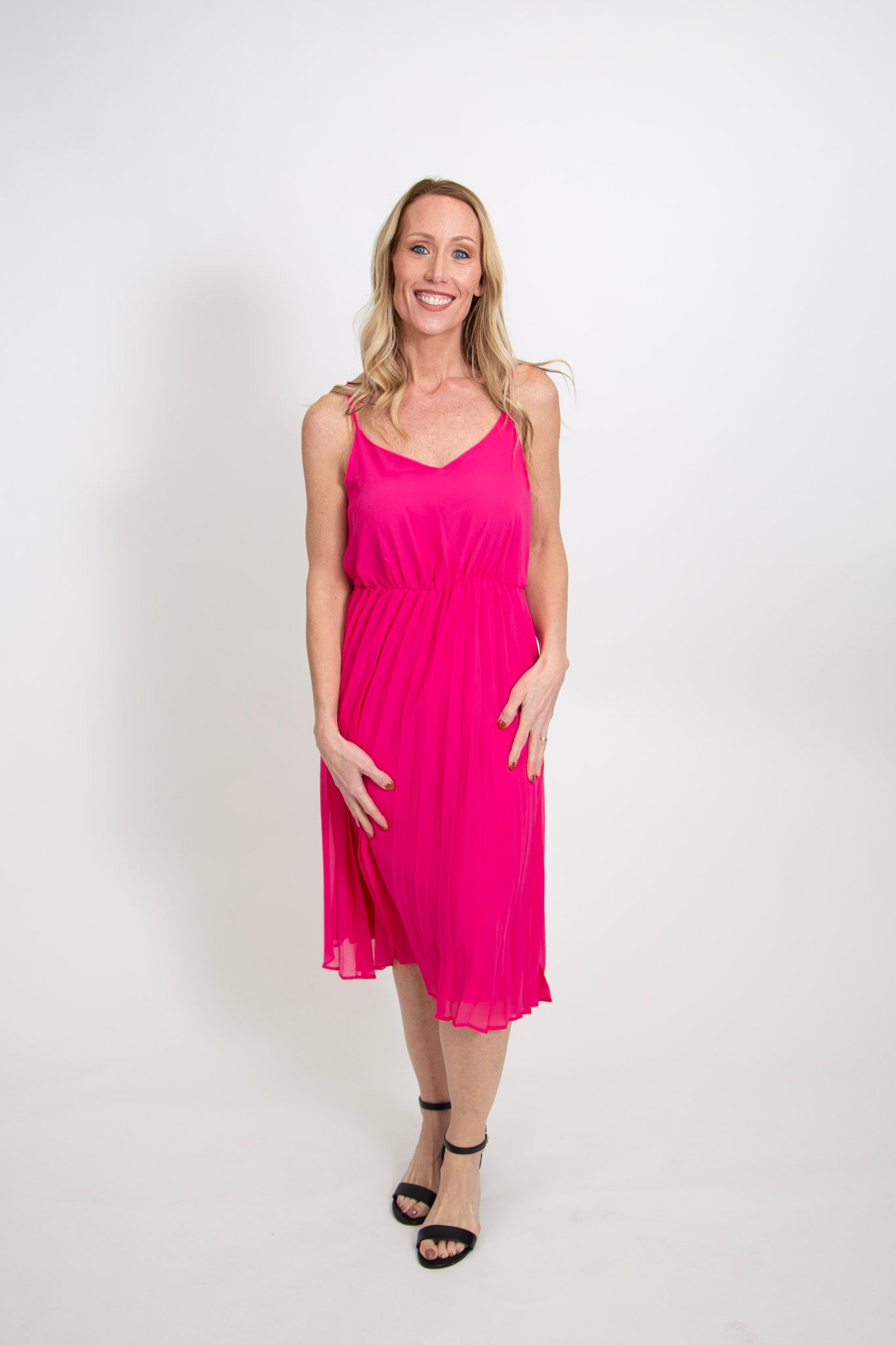 chiffon pleated midi dress Tuckernuck Ice Blue Chiffon Pleated Lorraine Dress Ice Blue / 4