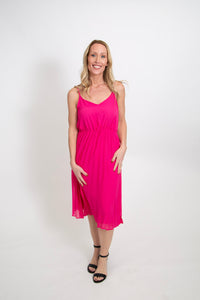 Chiffon Pleated Midi Dress
