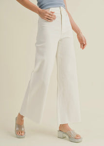 Wide Leg Raw Hem Jeans