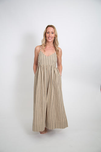 Stripe V-neck Long Dress