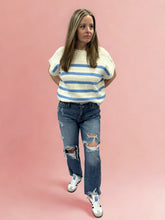 Load image into Gallery viewer, Drop Short Sleeve Striped Sweater