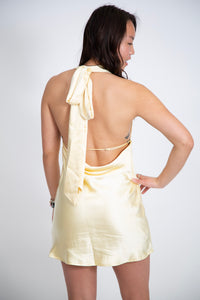 V Neck Open Back Mini Dress