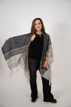 Load image into Gallery viewer, Striped Border Tassel Ruana
