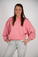 Load image into Gallery viewer, Back Pleated French Terry Crewneck | Rose