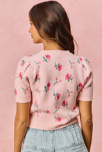 Load image into Gallery viewer, Floral Knit Puff Sleeve Sweater