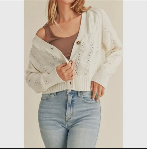 V-Neck Cropped Cardigan - Final Sale