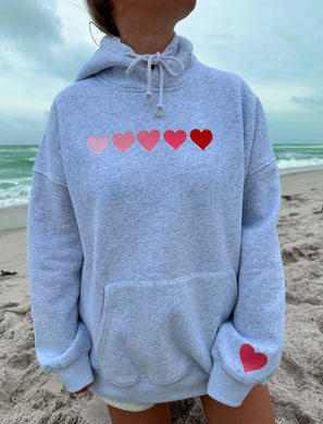 Ombré Hearts Embroidered Hoodie