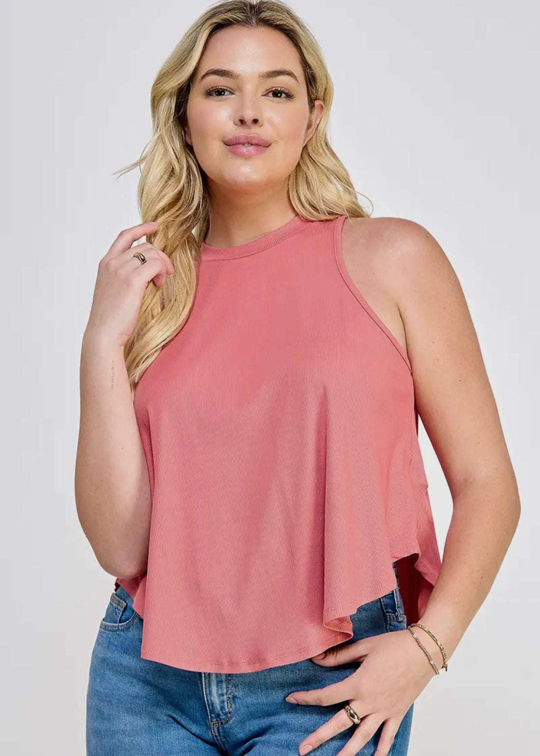 Curvy Ribbed Flowy Tank