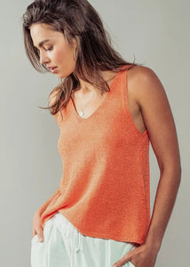 V-neck Knit Tank (Orange)