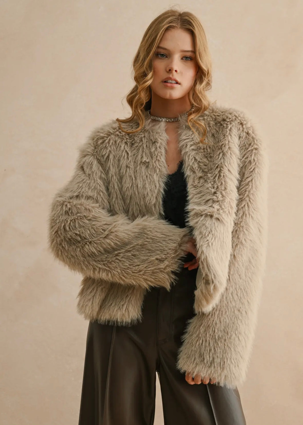 Faux Fur Cropped Jacket