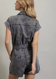 Vintage Black Denim Romper