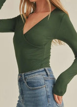 Load image into Gallery viewer, Surplice Bodysuit in Evergreen