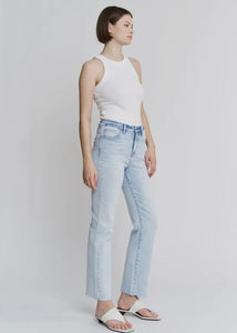Super High Raw Hem Ankle Straight by Mica Denim