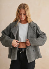 Load image into Gallery viewer, Herringbone Oversized Cropped Peacoat