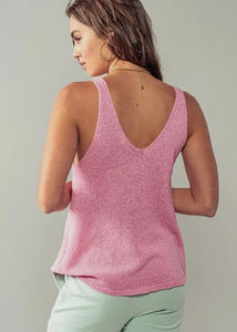 V-neck Knit Tank (Pink)