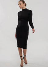 Load image into Gallery viewer, Mock Neck Ribbed Midi Dress