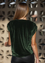Load image into Gallery viewer, Ruched Shoulder Velvet Top in Emerald