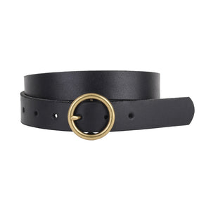 Brass-Toned Circle Buckle Belt
