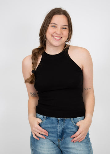 Halter Neck Tank Top | Black